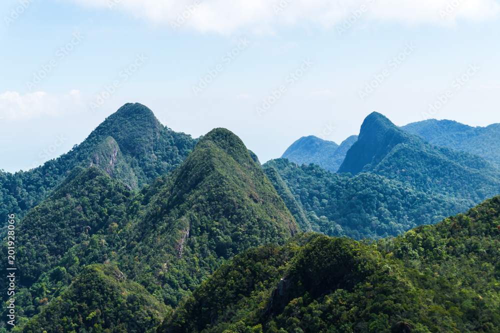 Mountains and jungle on tropical island in Asia