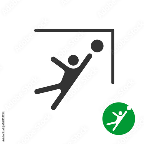 Catch the football ball in a gates corner icon.