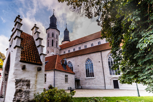 Visby - September 23, 2018: The cathedral of the old town of Visby in Gotland, Sweden photo