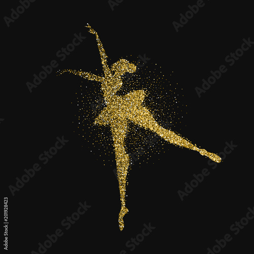 Ballet dancer girl gold glitter splash background