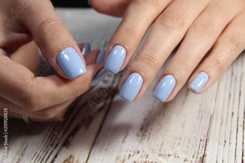 fashionable blue manicure