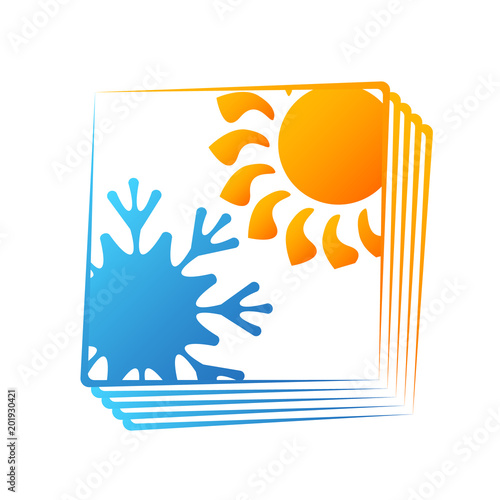 Sun and snowflake air conditioning symbol