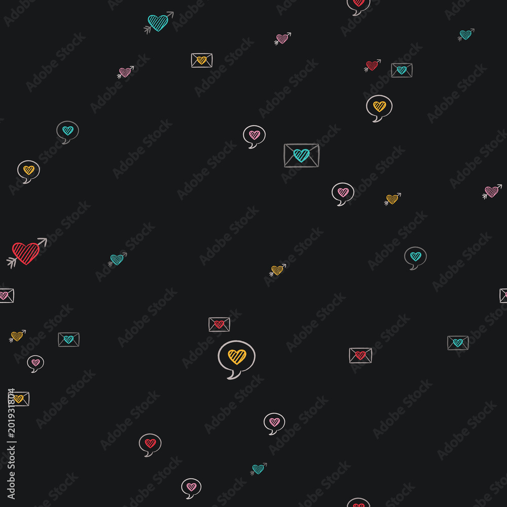 Cute love seamless pattern of heart doodles Cute love seamless pattern of heart doodles