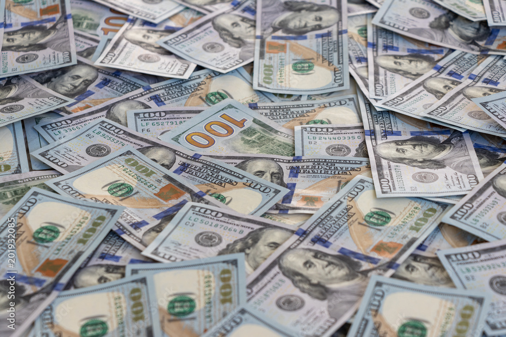 Business finance concept background letterbox panorama of hundred dollars bank notes bills of new 2013 year edition Business finance concept background letterbox panorama of hundred dollars bank notes bills of new 2013 year edition
