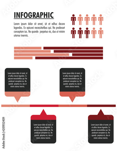 Infographic human poblation with statistics on red and white colors vector illustration graphic