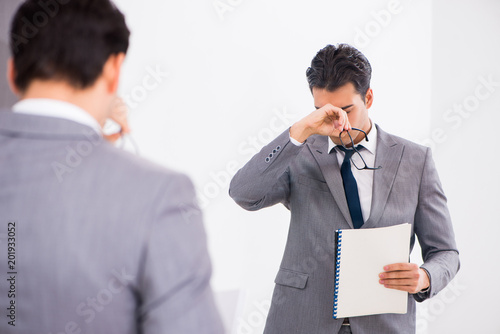 Politician planning speach in front of mirror photo