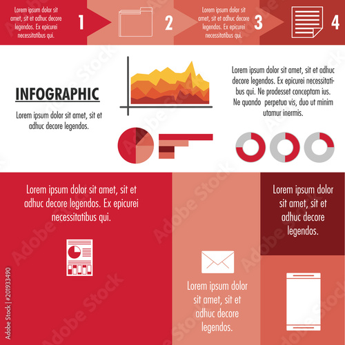 Infographic with statistics design on red and white colors vector illustration graphic