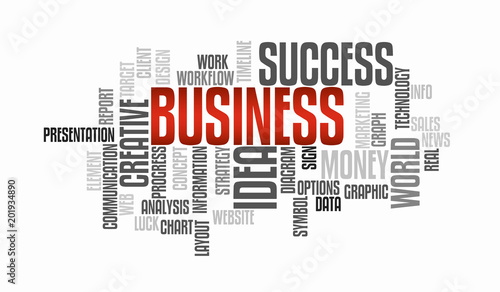 Success business idea. Web marketing word cloud concept. Typography design text block. Composition from words for web