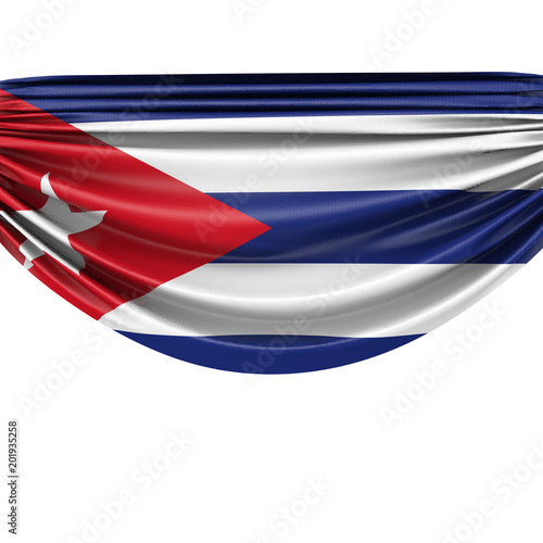 Cuba national flag hanging fabric banner. 3D Rendering