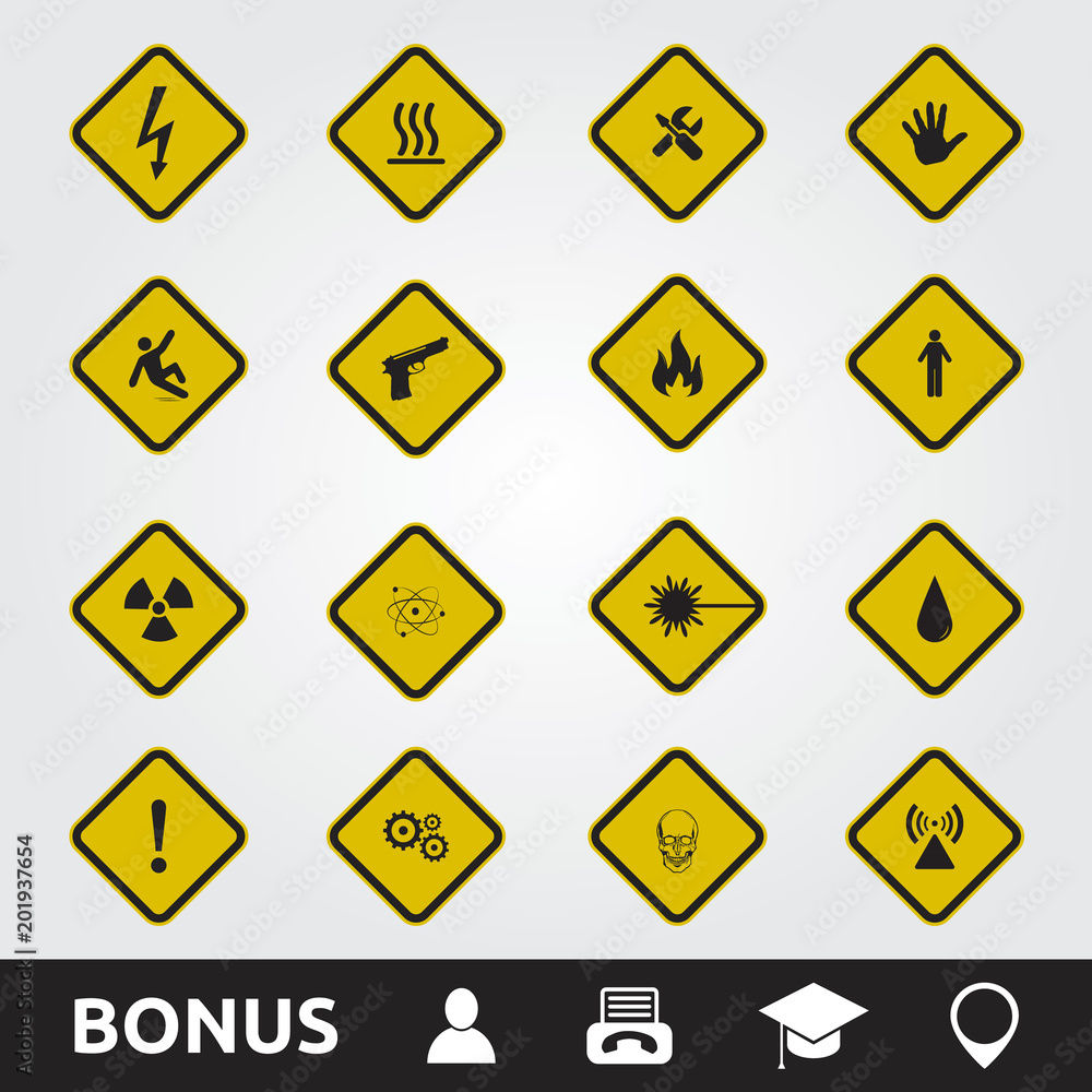 Caution/Warning Yellow Signs Square Caution/Warning Yellow Signs Square