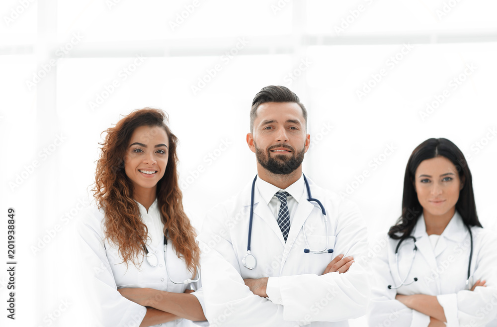Fototapeta premium Medical doctors group. Isolated on white background.