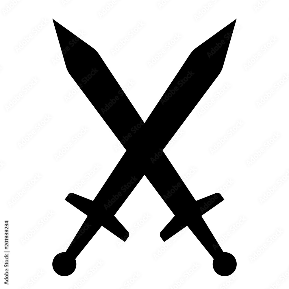 silhouette of crossed swords, Stock image