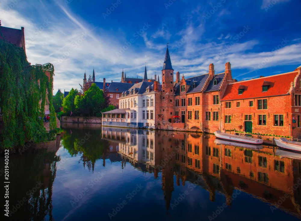 Amazing cityscape of Brugge on summer day