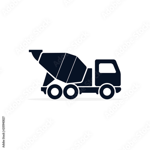 Concrete mixer icon logo flat isolated symbol on white background. Vector
