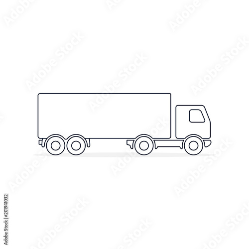 Truck Line Icon Vector. Simple flat symbol. Black pictogram illustration on white background