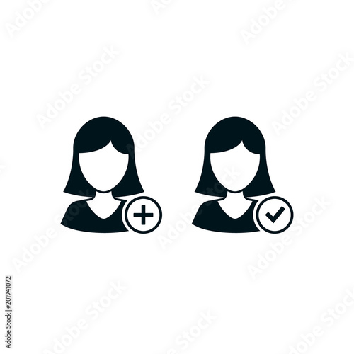 Add people woman female icon, vector isolated simple woman symbol