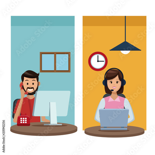 User calling to customer service vector illustration graphic