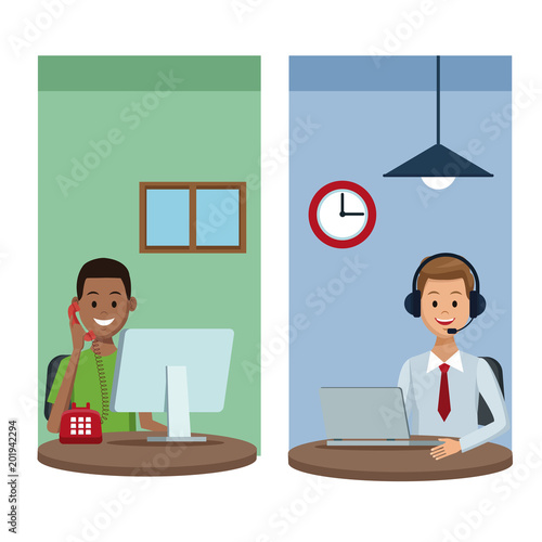 User calling to customer service vector illustration graphic