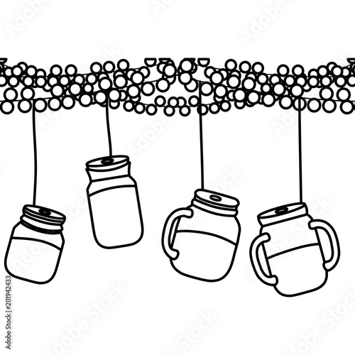 line party decoation with glass bottle hanging