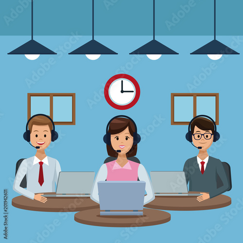 Customer service agents concept vector illustration graphic