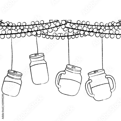 grunge party decoation with glass bottle hanging