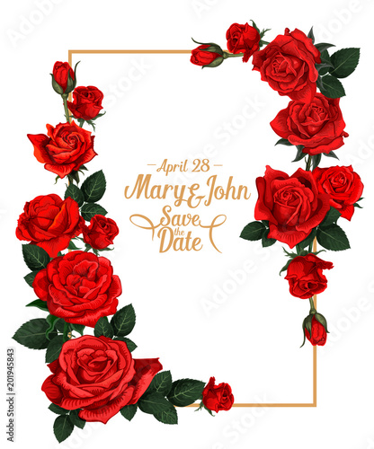 Vector floral wedding picture frame
