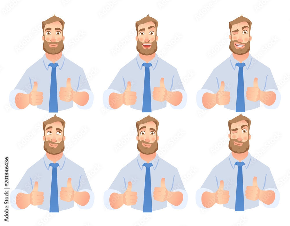 Businessman show thumb up -set Businessman show thumb up -set