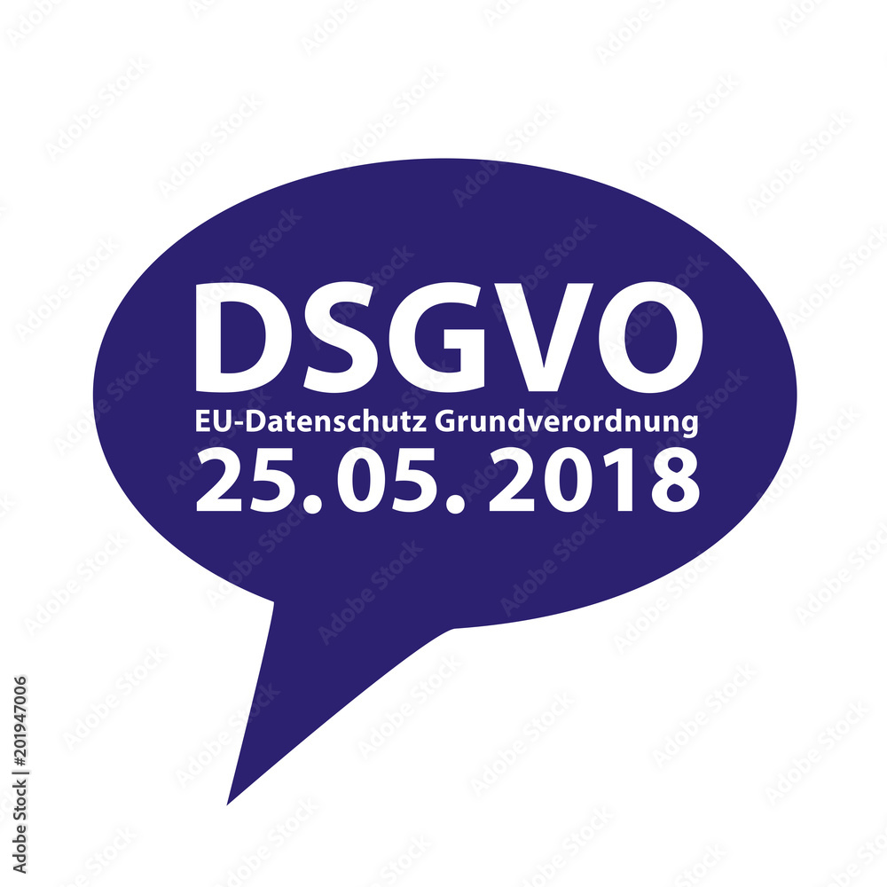 EU Datenschutz Grundverordnung Sprechblase Blau EU Datenschutz Grundverordnung Sprechblase Blau