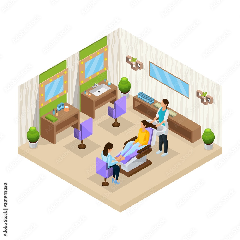 Isometric Woman In Beauty Salon Template Isometric Woman In Beauty Salon Template