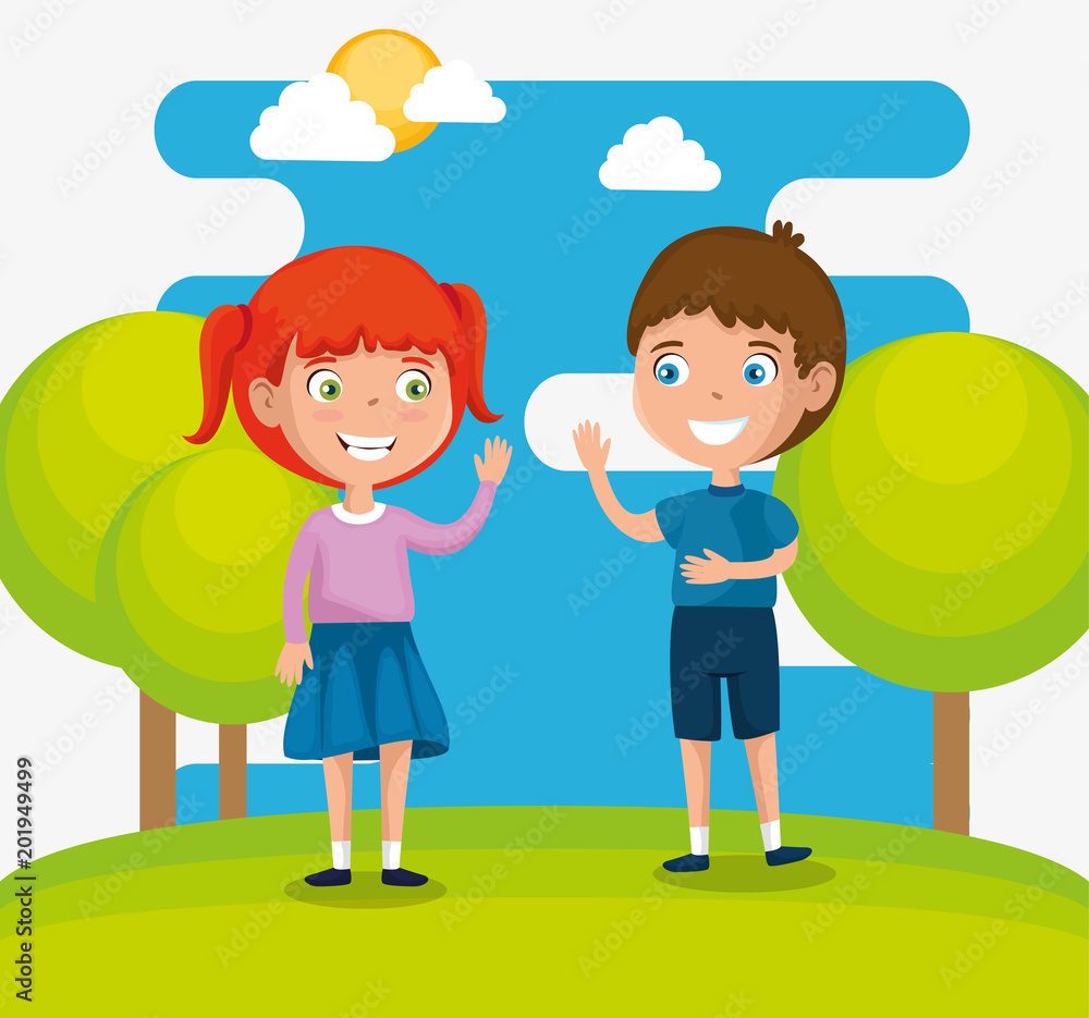 happy kids couple characters vector illustration design happy kids couple characters vector illustration design