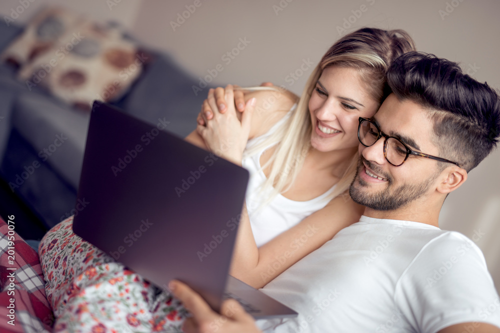 Married couple with a laptop Married couple with a laptop