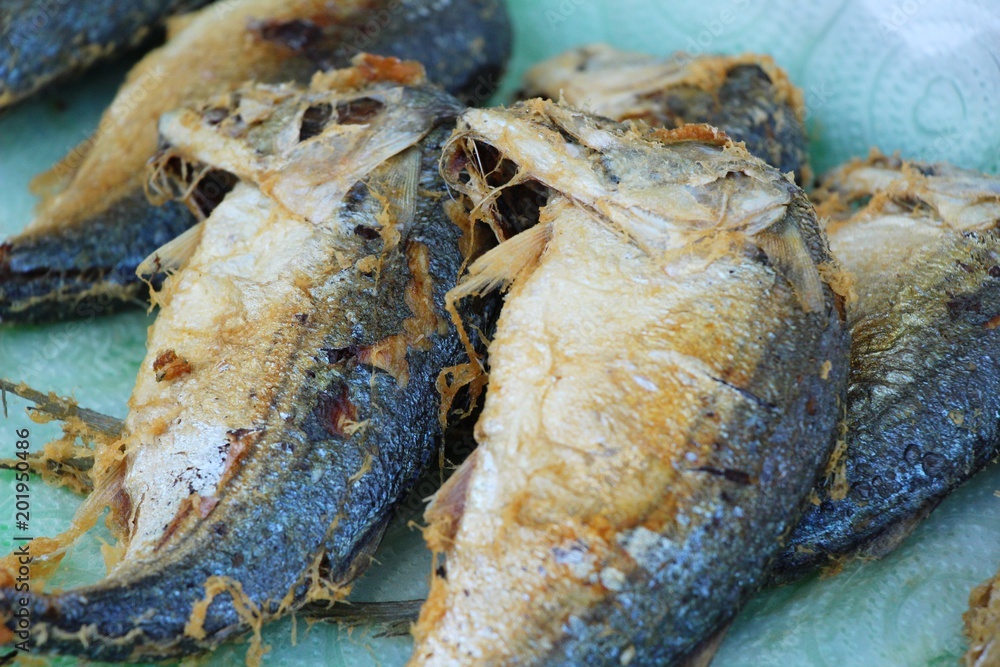 Mackerel fish fried delicious at street food Mackerel fish fried delicious at street food