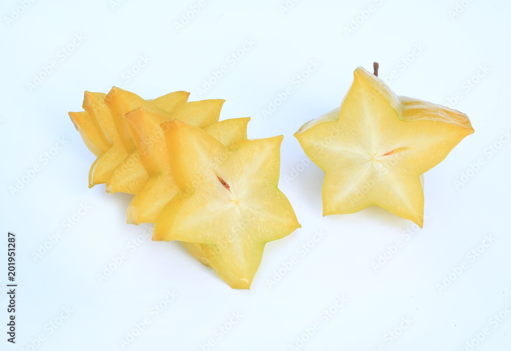 Close up Sliced ripe Star apple isolated on white background. Close up Sliced ripe Star apple isolated on white background.