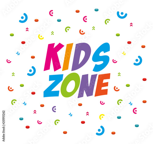 kids zone label with confetti vector illustration design
