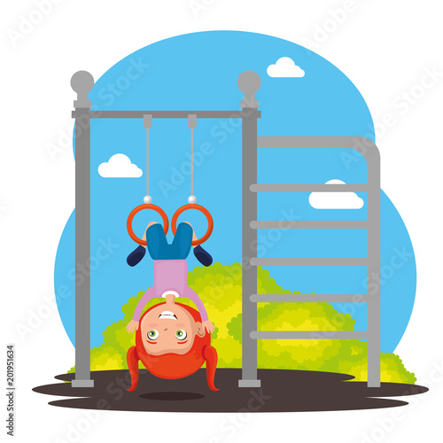 park with kid zone scene with girl vector illustration design