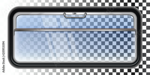 Train window isolated on a transparent background. View from the train window. Vector illustration