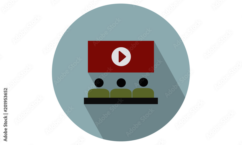 Cinema / theater screen with People and play sign vector icon Cinema / theater screen with People and play sign vector icon