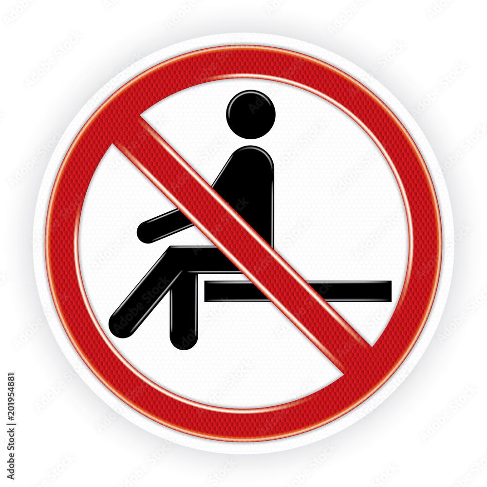 Vector and illustration graphic style,No Sitting Symbol,White Circle Warning icon on background,Attracting attention Security First sign,Idea for presentation,EPS10. Vector and illustration graphic style,No Sitting Symbol,White Circle Warning icon on background,Attracting attention Security First sign,Idea for presentation,EPS10.