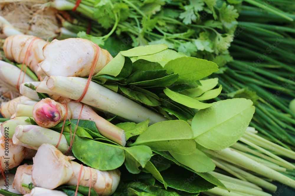 Vegetable set for spicy soup in the market