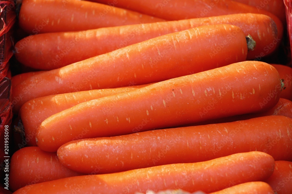 Fresh organic carrots in the market Fresh organic carrots in the market