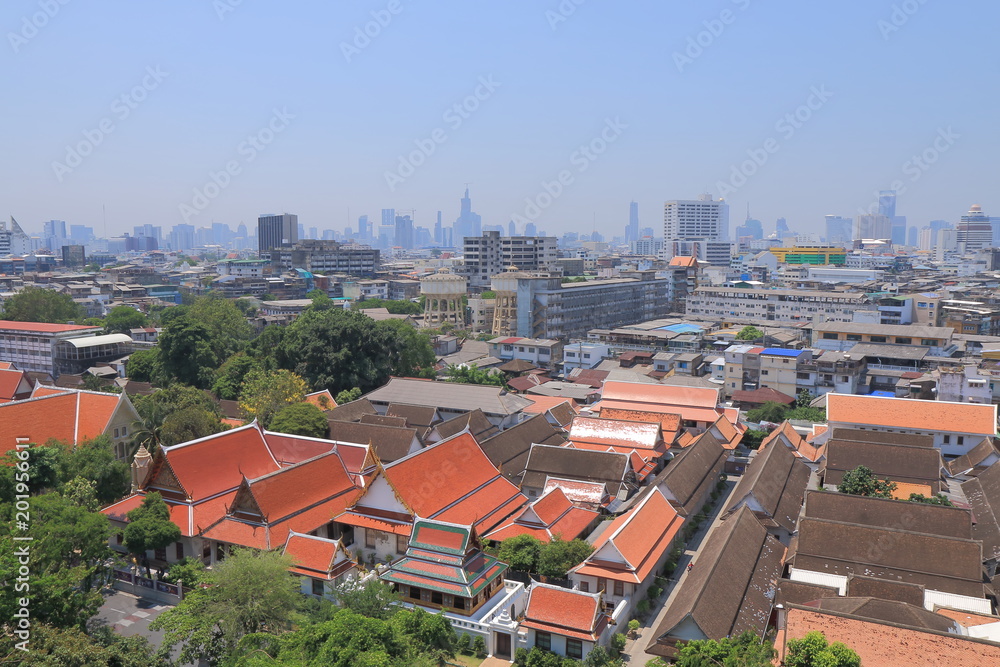 Bangkok cityscape with temple in Bangkok Thailand Bangkok cityscape with temple in Bangkok Thailand