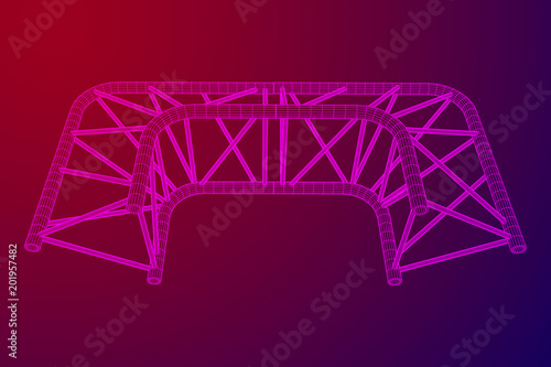 Truss girder element. Wireframe low poly mesh vector illustration.