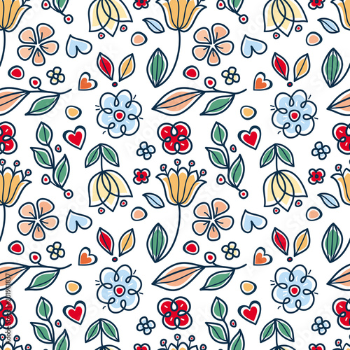 Spring and summer tile ornament. Scandinavian style.