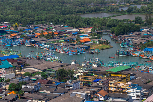 Fisherman Village. Pak Nam Chumphon. View from Khao (Hill) Matsee Viewpoint in Chumphon province, Thailand at viewpoint time photo