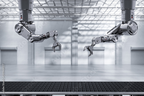 Obraz na płótnie robot arm with conveyor line
