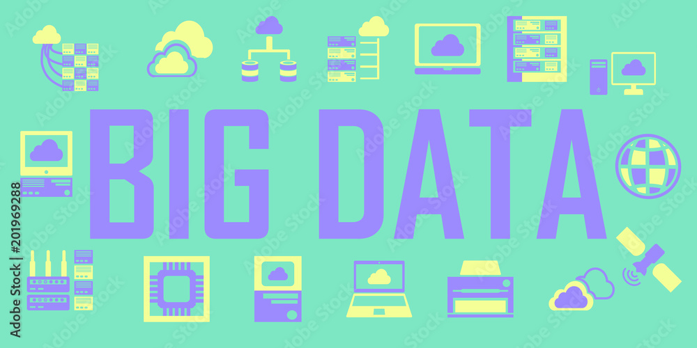 Fototapeta premium big data vector flat icon. mono symbol illustration.