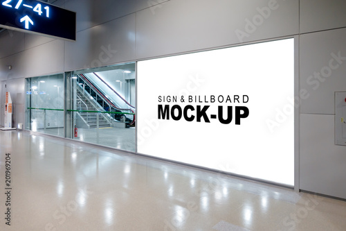 Mock up large advertisement signboard near the entrance