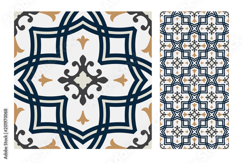 vintage tiles patterns antique seamless design in Vector illustration