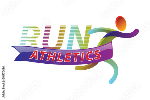 Run athletics color sport icon design