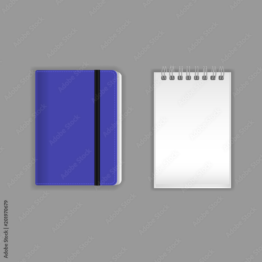 Template, layout, beautiful realistic notebook. Empty flipchart with a spring.